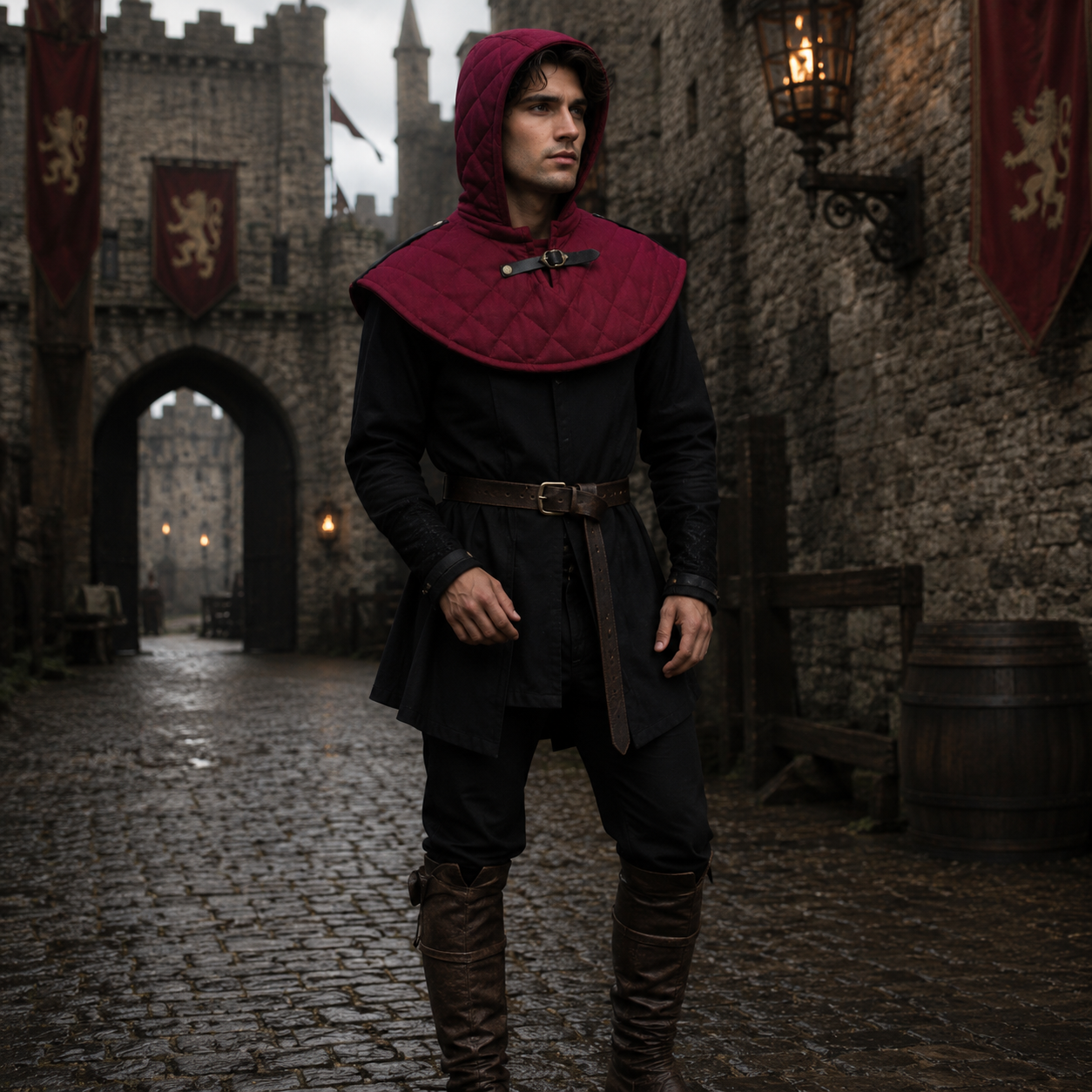 Medieval Cotton Padded Coif – Armor Hood for LARP & Renfaire
