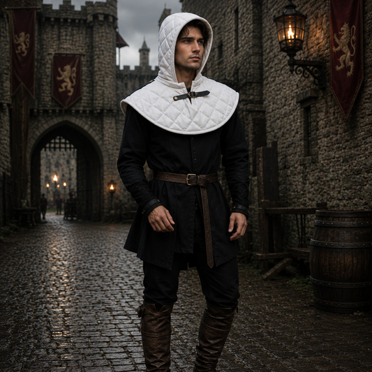 Medieval Cotton Padded Coif – Armor Hood for LARP & Renfaire