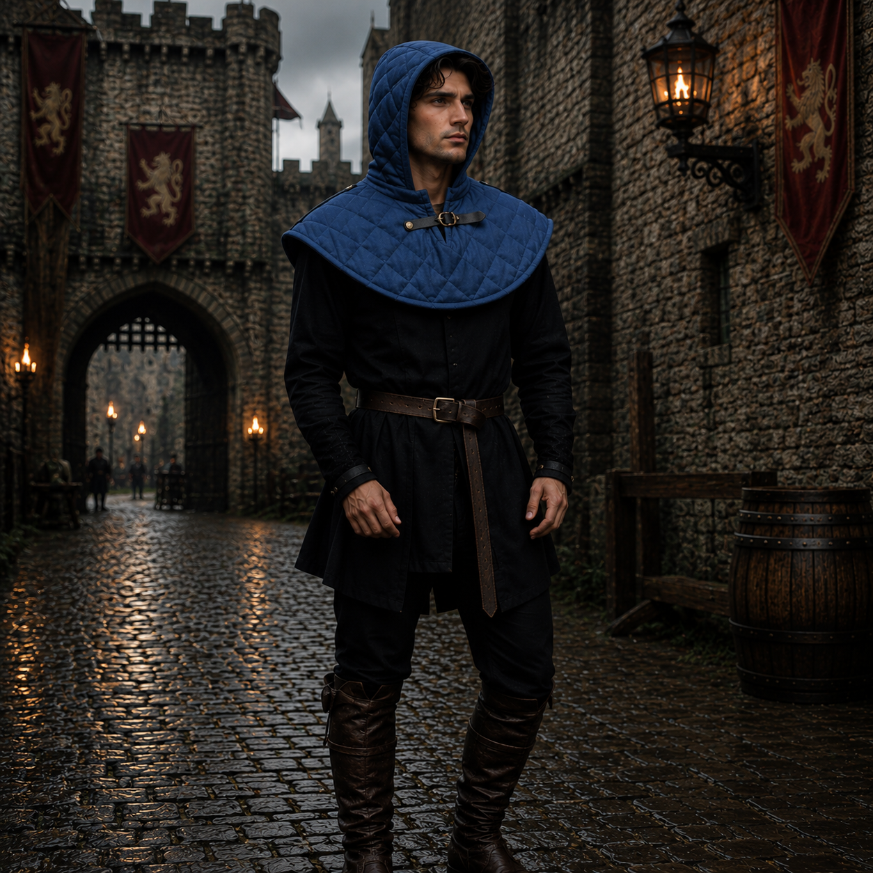 Medieval Cotton Padded Coif – Armor Hood for LARP & Renfaire