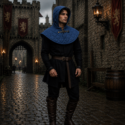 Medieval Cotton Padded Coif – Armor Hood for LARP & Renfaire