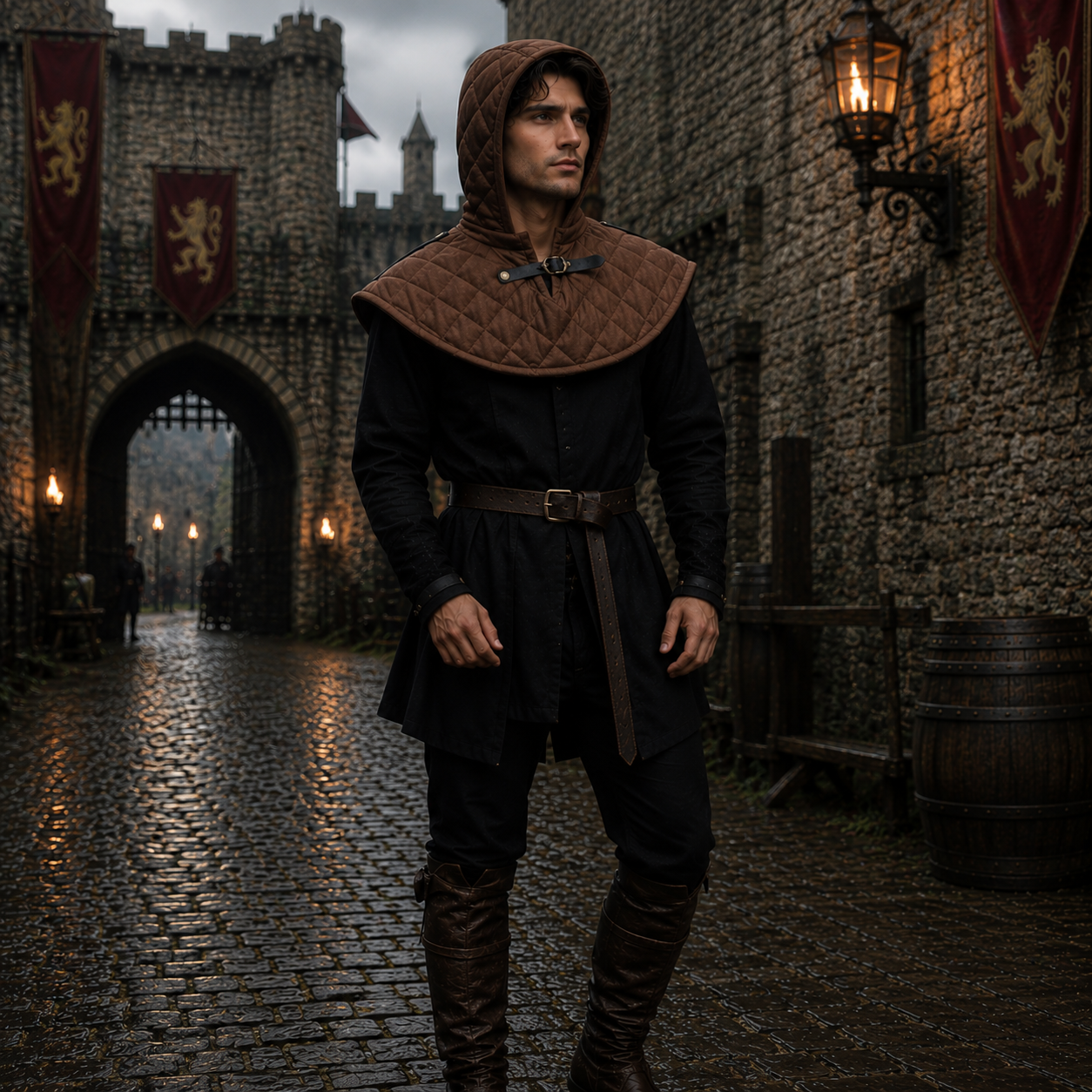 Medieval Cotton Padded Coif – Armor Hood for LARP & Renfaire
