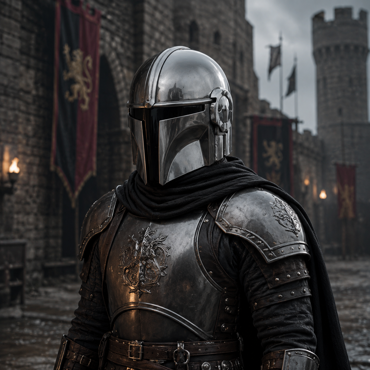 Mandalorian Helmet Cosplay Armor – Full Face Sci-Fi Warrior Helmet, Bounty Hunter Costume, LARP & Display