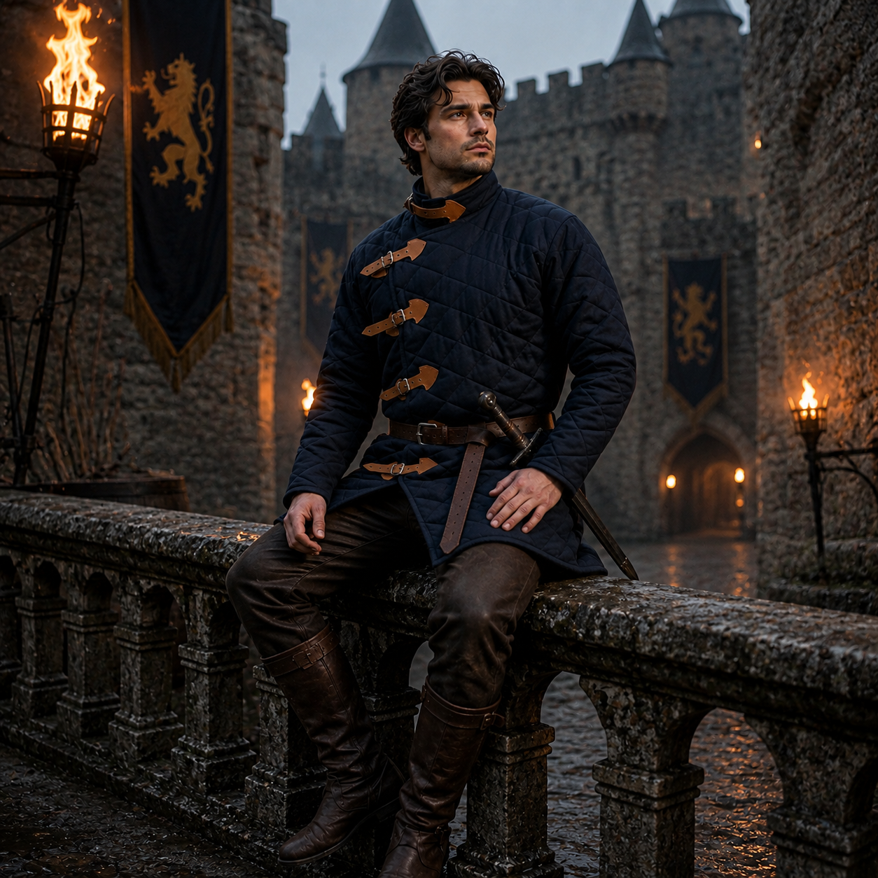 Medieval Gambeson Armor - Blue Padded Jacket Costume