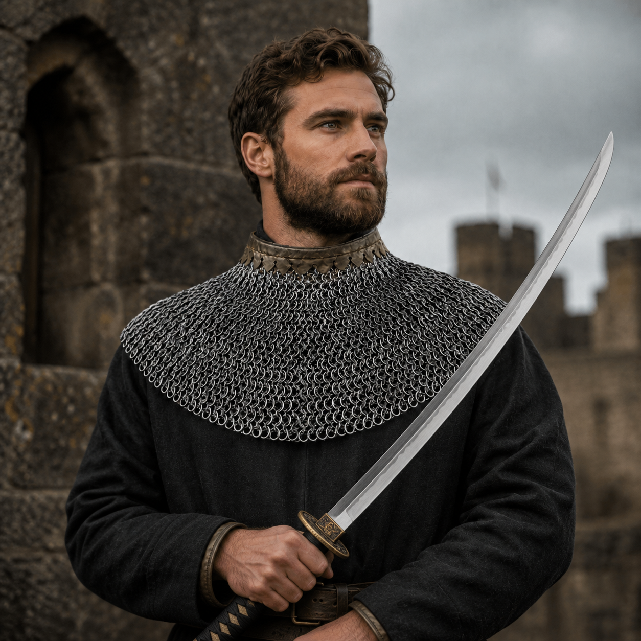 6mm Chainmail Gorget - Flat Riveted Ring with Washer Medieval Collar for Halloween