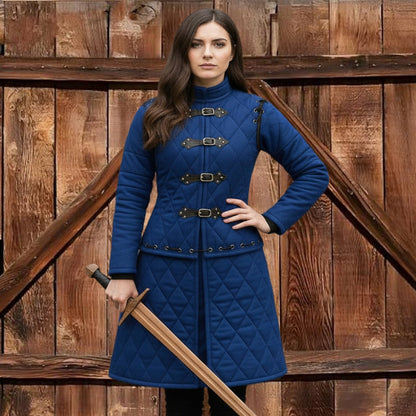 Royal Blue Gambeson: Medieval Padded Armor - Reenactment Costume