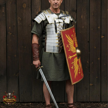 Roman Lorica Segmentata – 18-Gauge Steel with Polished Brass Trim
