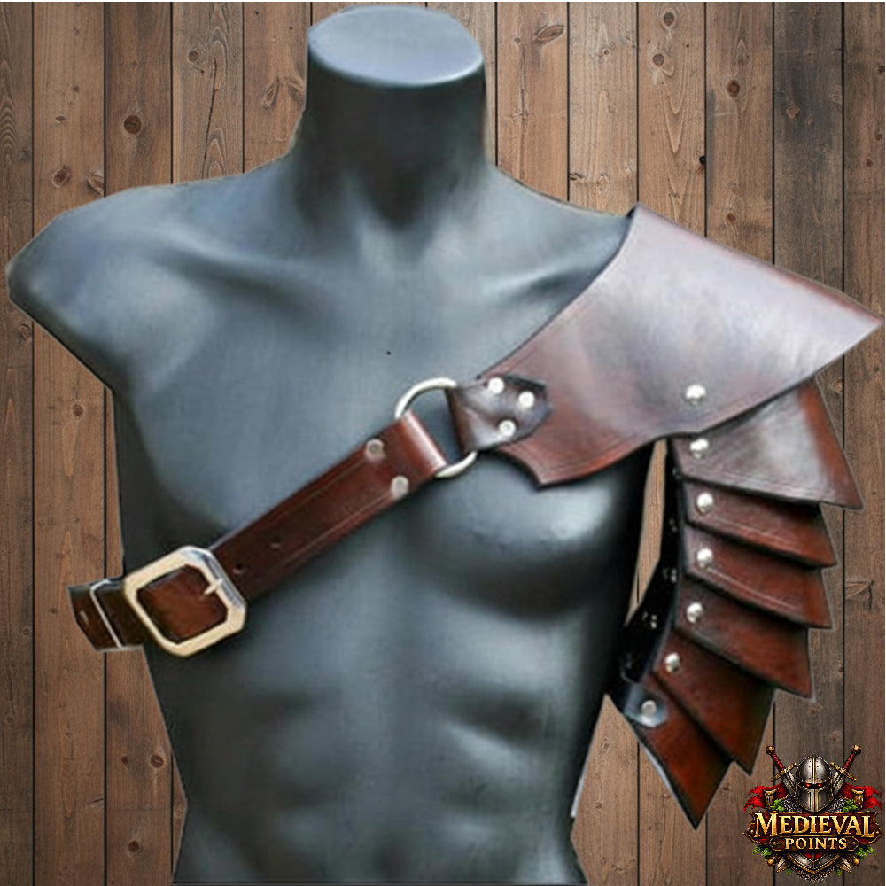 Warrior’s Leather Pauldron Armour – Handmade Medieval Shoulder Guard