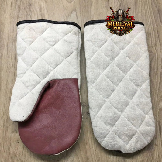 Padded Gloves with Brown Leather Dimond Stitch