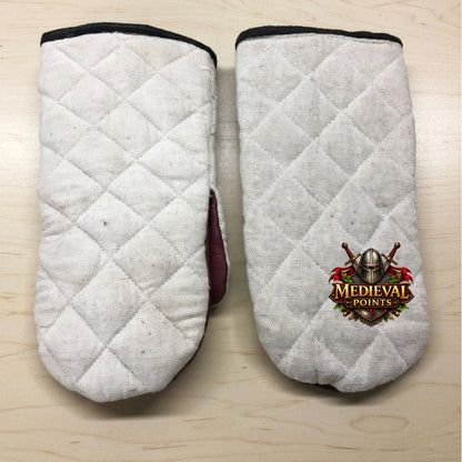 Padded Gloves with Brown Leather Dimond Stitch