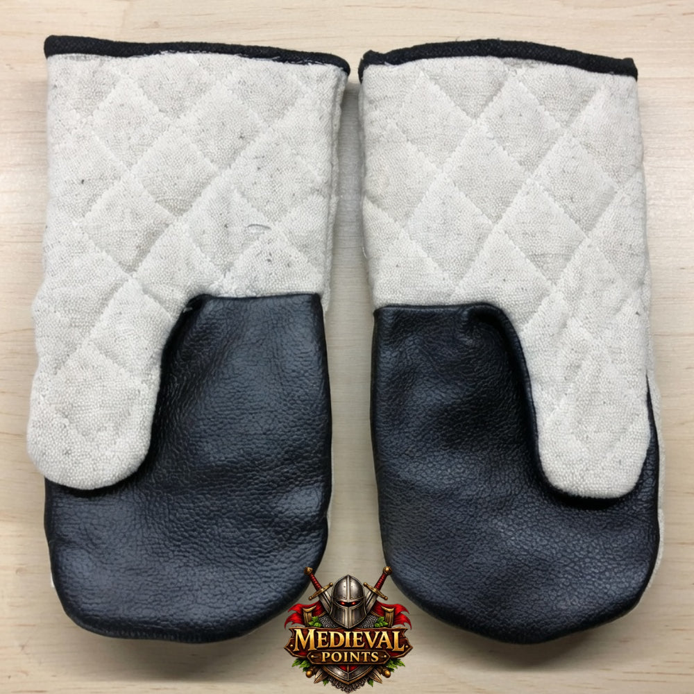 Padded Gloves with Brown Leather Dimond Stitch