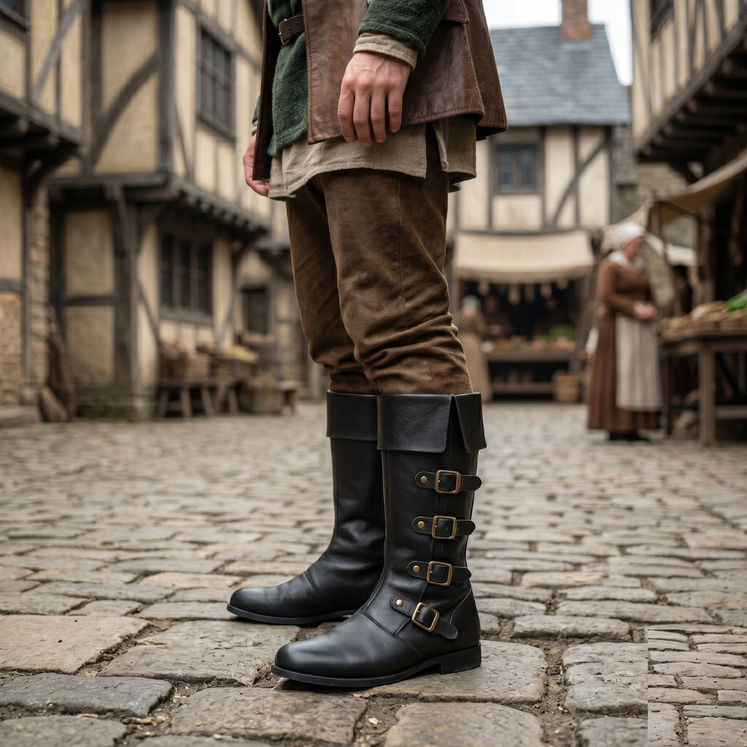 Medieval Leather Boots – Renaissance Viking Pirate Shoes