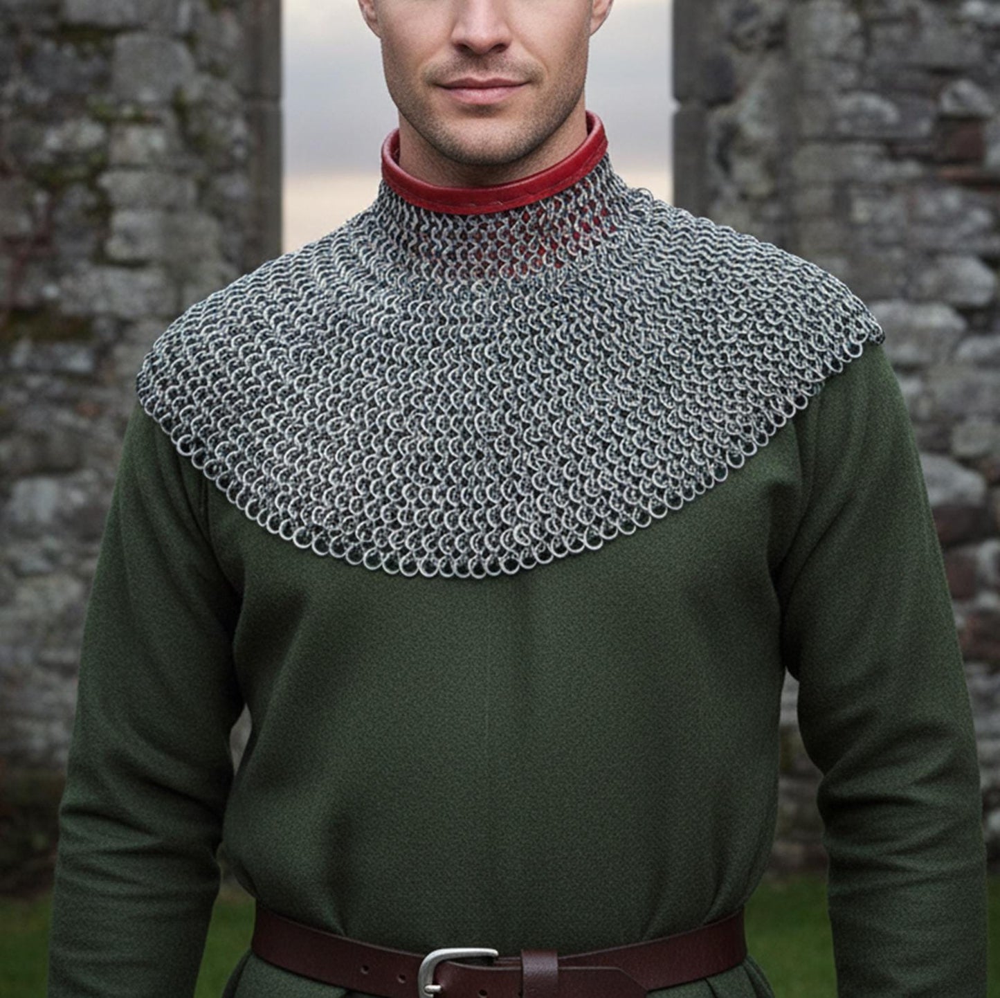 Medieval Chainmail Collar - Flat Riveted And Washers