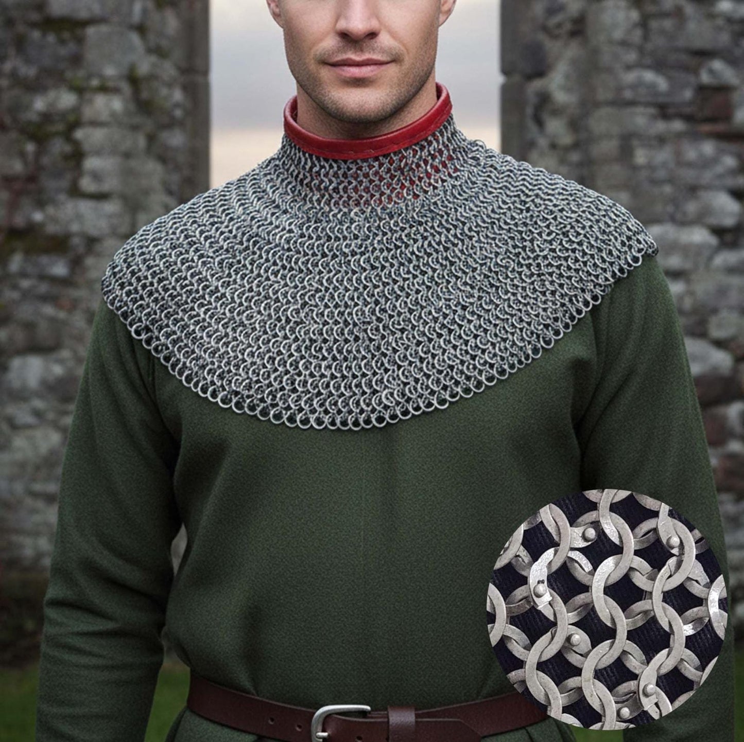 Medieval Chainmail Collar - Flat Riveted And Washers