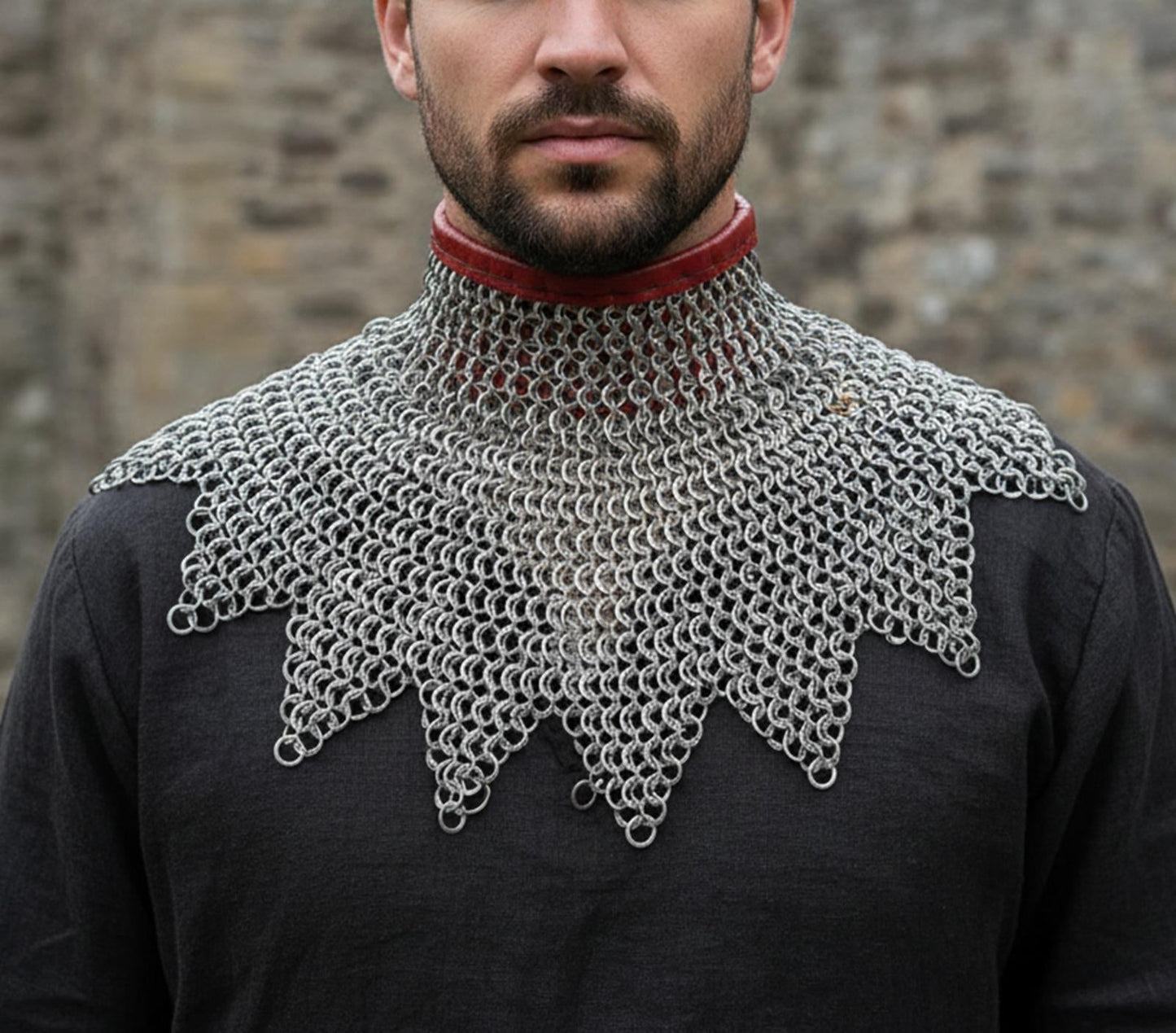 Medieval Chainmail Collar – Flat Riveted Rings with Washers