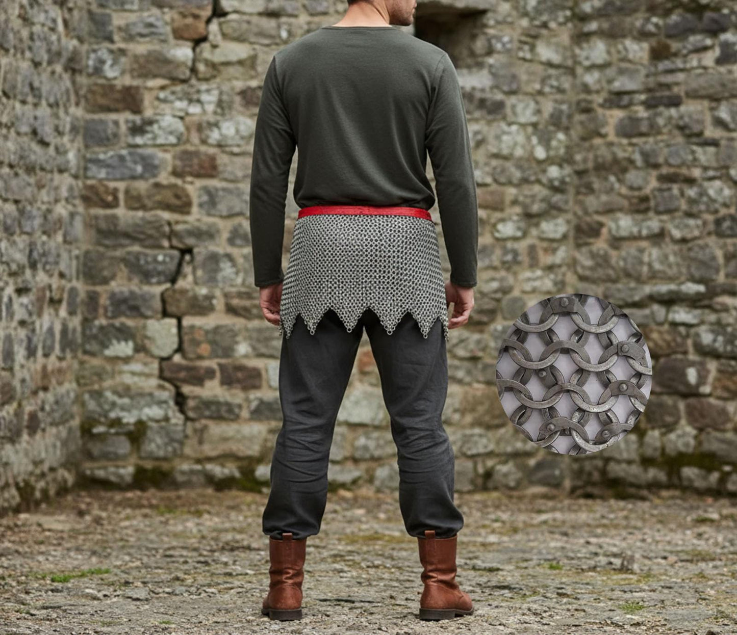 Medieval Chainmail Skirt – 9mm Flat Riveted Rings with Washers
