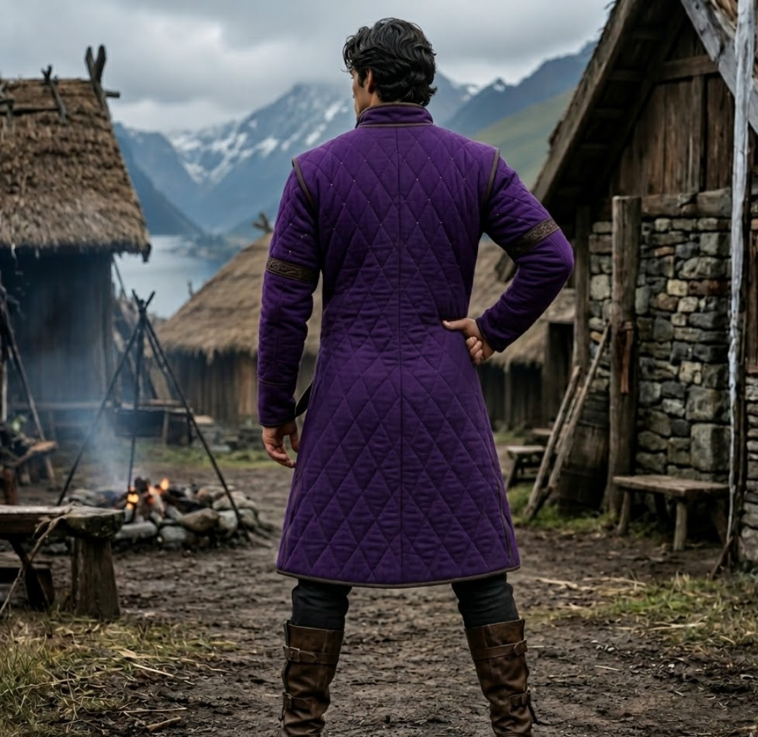 Ren Faire Blue Gambeson Costume – Medieval Padded Armor for Reenactment