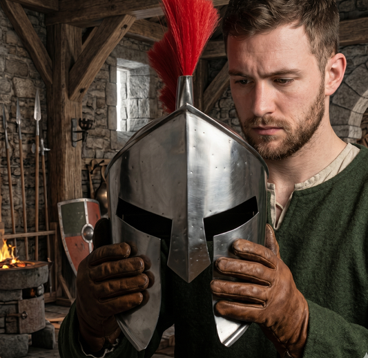 Antic Spartan Warrior Helmet: 300 Movie Replica, Gift For Him