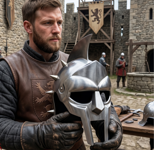 Gladiator Maximus Helmet: for Role Play with Display Stand for Home Office Decor