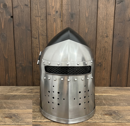 Barbuta Helmet: Functional Barbute Helmet ,wooden stand