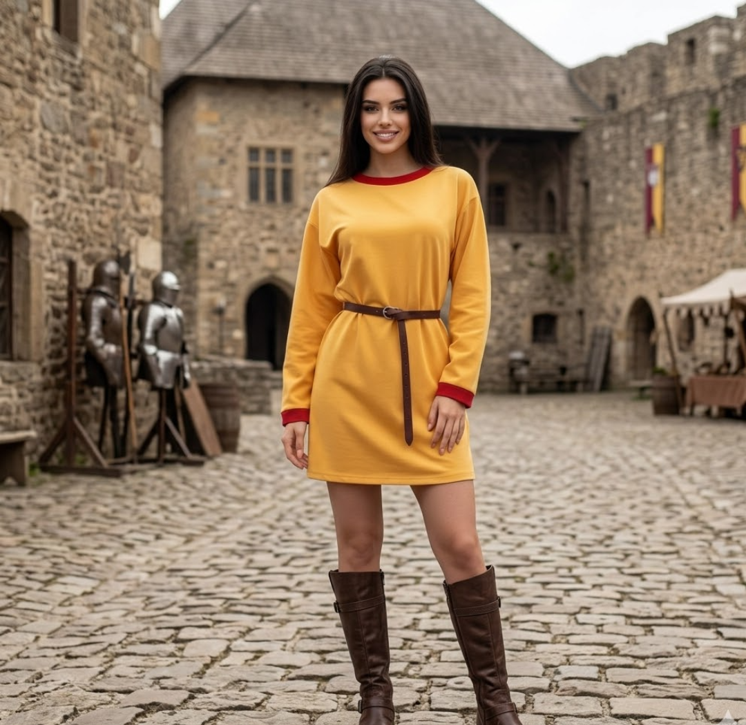 Medieval Tunic – Yellow with Red Accents