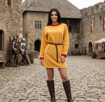 Medieval Tunic – Yellow with Red Accents