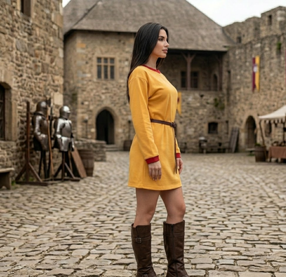 Medieval Tunic – Yellow with Red Accents