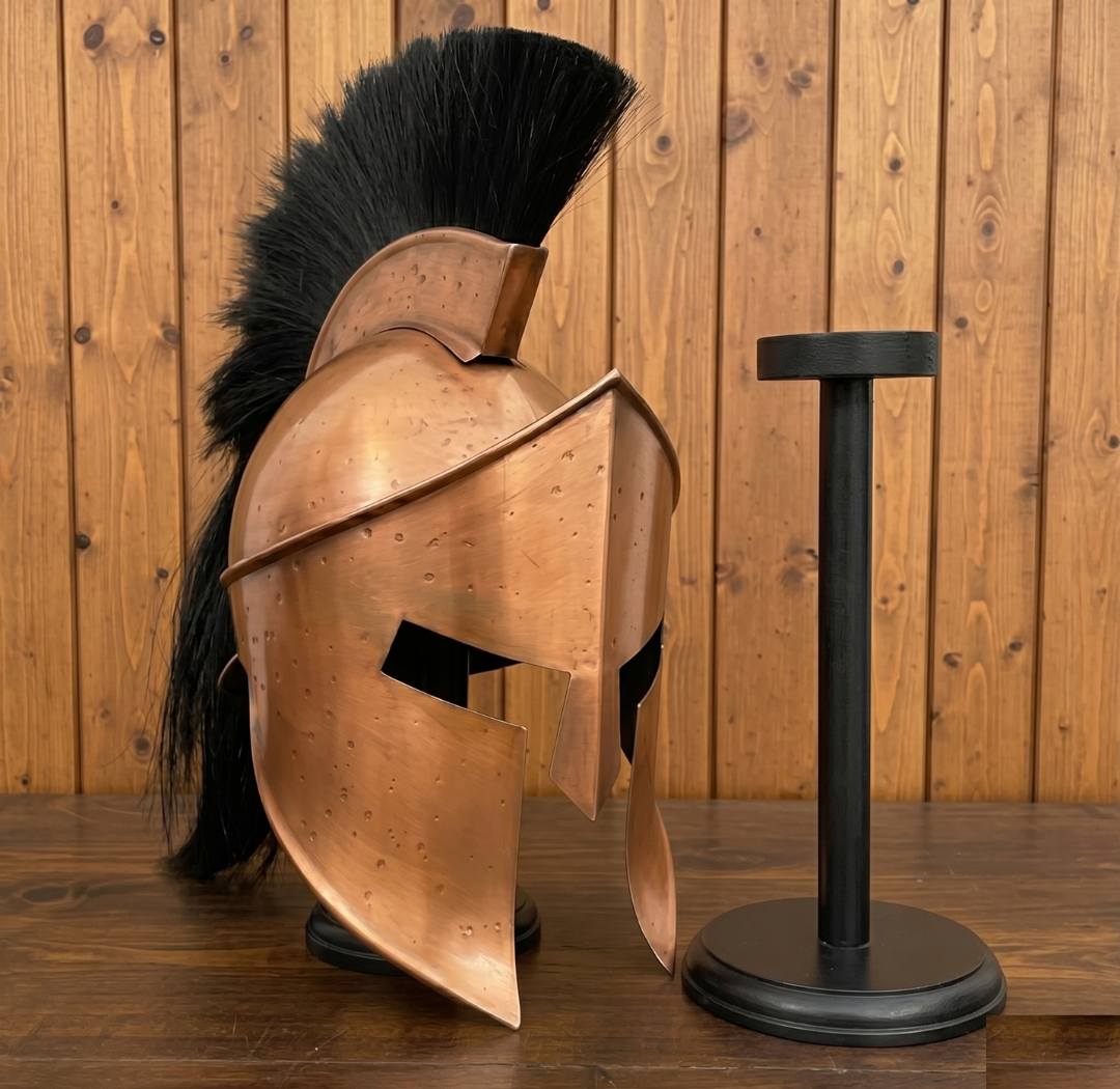 Spartan Helmet : 300 Spartan Costume With Black Plume , Role Play Free Display Stand