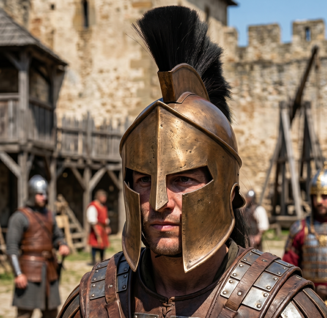 Spartan Helmet : 300 Spartan Costume With Black Plume , Role Play Free Display Stand