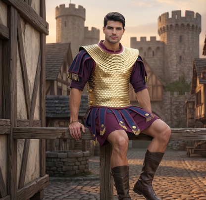 Brass Scale Lorica Squamata: Roman Empire Armor with Leather Edges