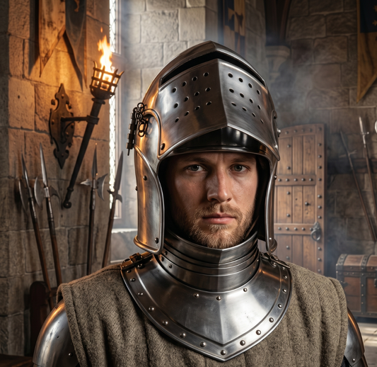 Medieval Barbute Helmet | Barbuta Reenactment Helmet | Stand For Cosplay And Costumes