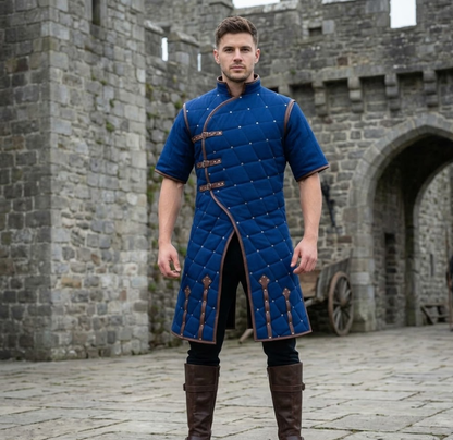 Ren faire Costume Gambeson With Leather Trim