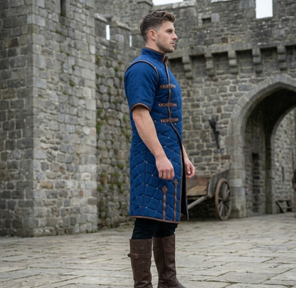 Ren faire Costume Gambeson With Leather Trim