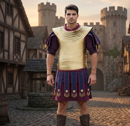 Brass Scale Lorica Squamata: Roman Empire Armor with Leather Edges