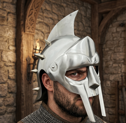 Gladiator Maximus Helmet: for Role Play with Display Stand for Home Office Decor