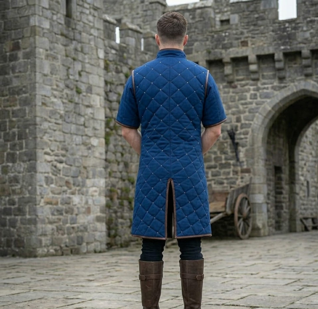 Ren faire Costume Gambeson With Leather Trim