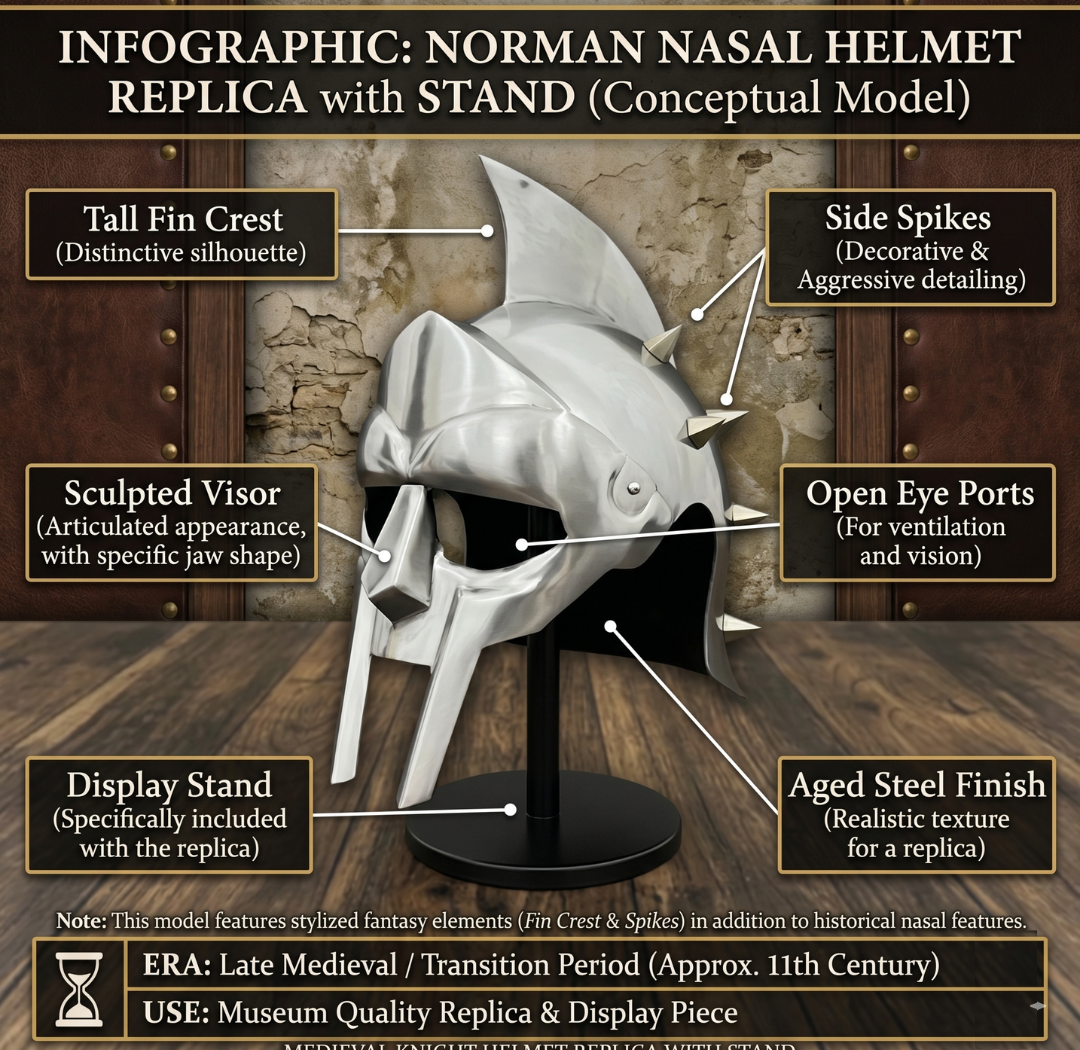 Gladiator Maximus Helmet: for Role Play with Display Stand for Home Office Decor