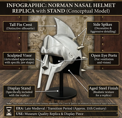 Gladiator Maximus Helmet: for Role Play with Display Stand for Home Office Decor